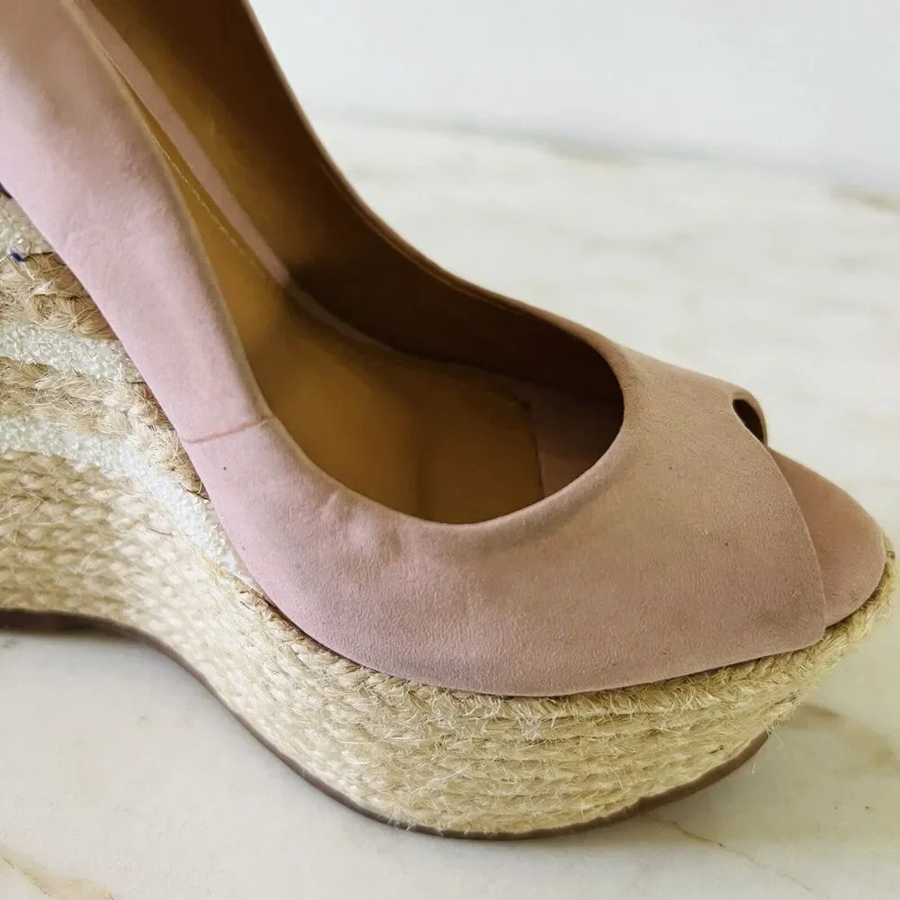 SCHUTZ Gabrielle Pink Wedge Platform Open Toe Pump - US 7